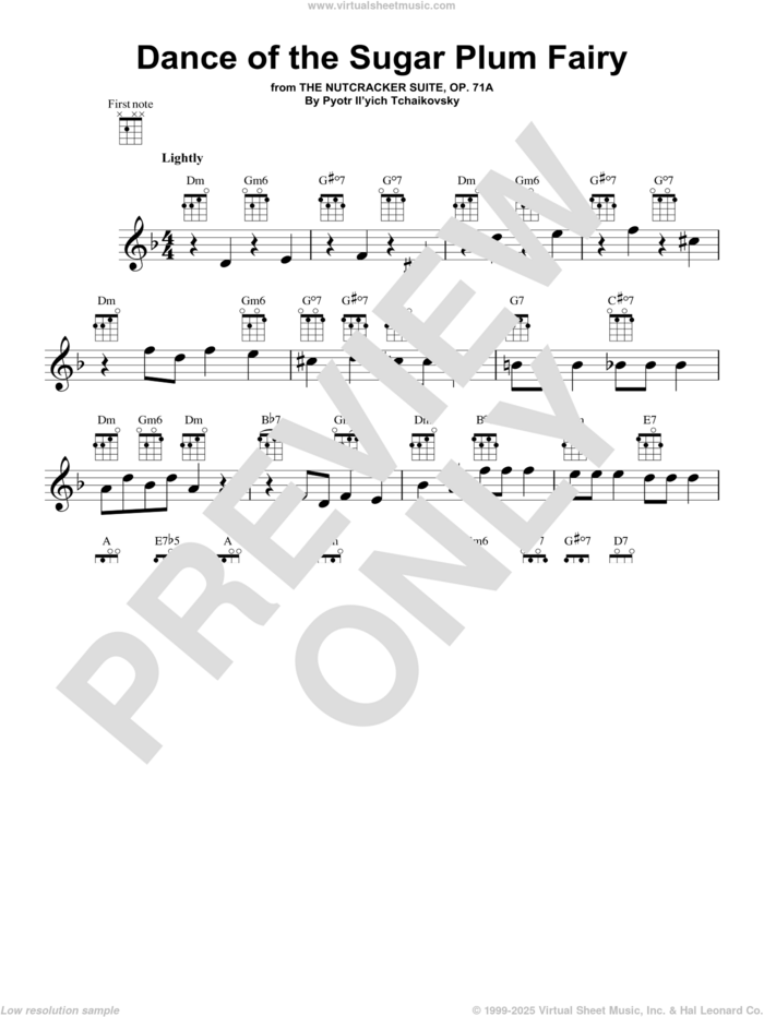 Dance Of The Sugar Plum Fairy, Op. 71a (from The Nutcracker) sheet music for ukulele by Pyotr Ilyich Tchaikovsky, classical score, intermediate skill level