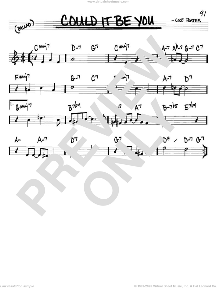 Could It Be You sheet music for voice and other instruments (in Bb) by Cole Porter, intermediate skill level