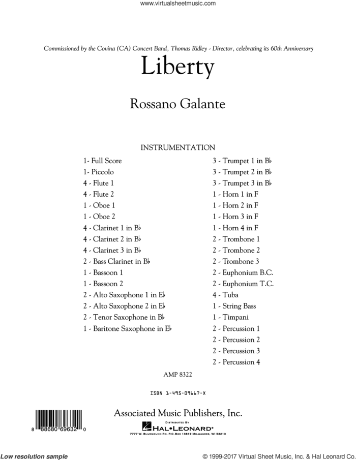 Liberty (COMPLETE) sheet music for concert band by Rossano Galante, intermediate skill level