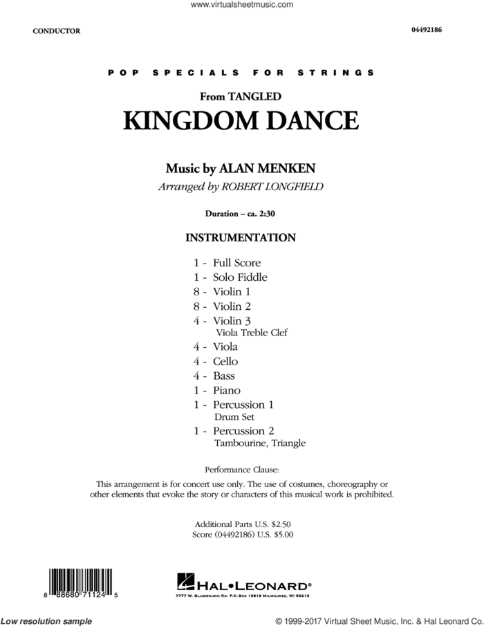 Kingdom Dance (from Tangled) (COMPLETE) sheet music for orchestra by Alan Menken and Robert Longfield, intermediate skill level