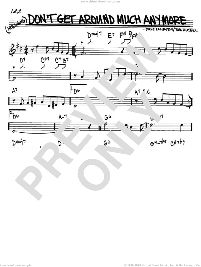 Don't Get Around Much Anymore sheet music for voice and other instruments (in Bb) by Duke Ellington and Bob Russell, intermediate skill level