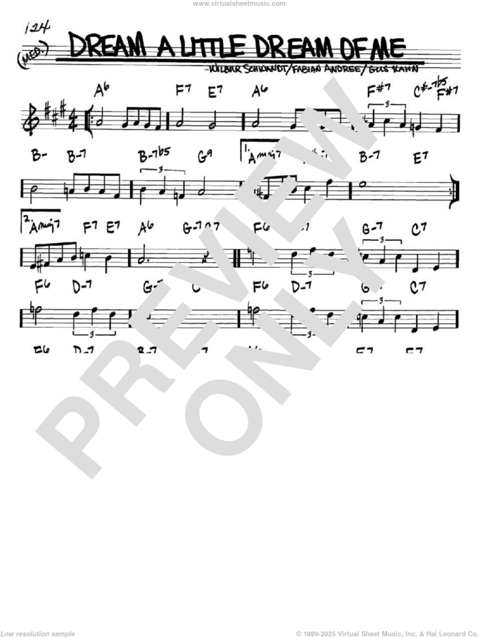 Dream A Little Dream Of Me sheet music for voice and other instruments (in Bb) by Louis Armstrong, The Mamas & The Papas, Fabian Andree, Gus Kahn and Wilbur Schwandt, intermediate skill level