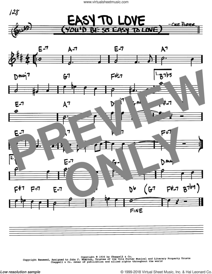 Easy To Love (You'd Be So Easy To Love) sheet music for voice and other instruments (in Bb) by Cole Porter, intermediate skill level