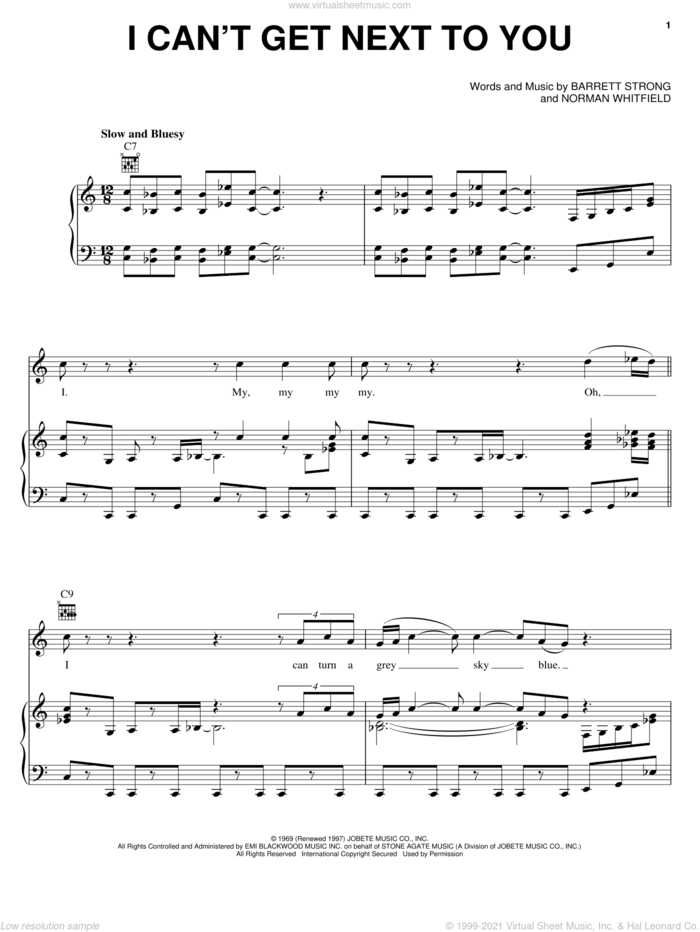 I Can't Get Next To You sheet music for voice, piano or guitar by Al Green, The Temptations, Barrett Strong and Norman Whitfield, intermediate skill level
