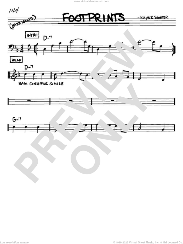 Footprints sheet music for voice and other instruments (in Bb) by Wayne Shorter, intermediate skill level