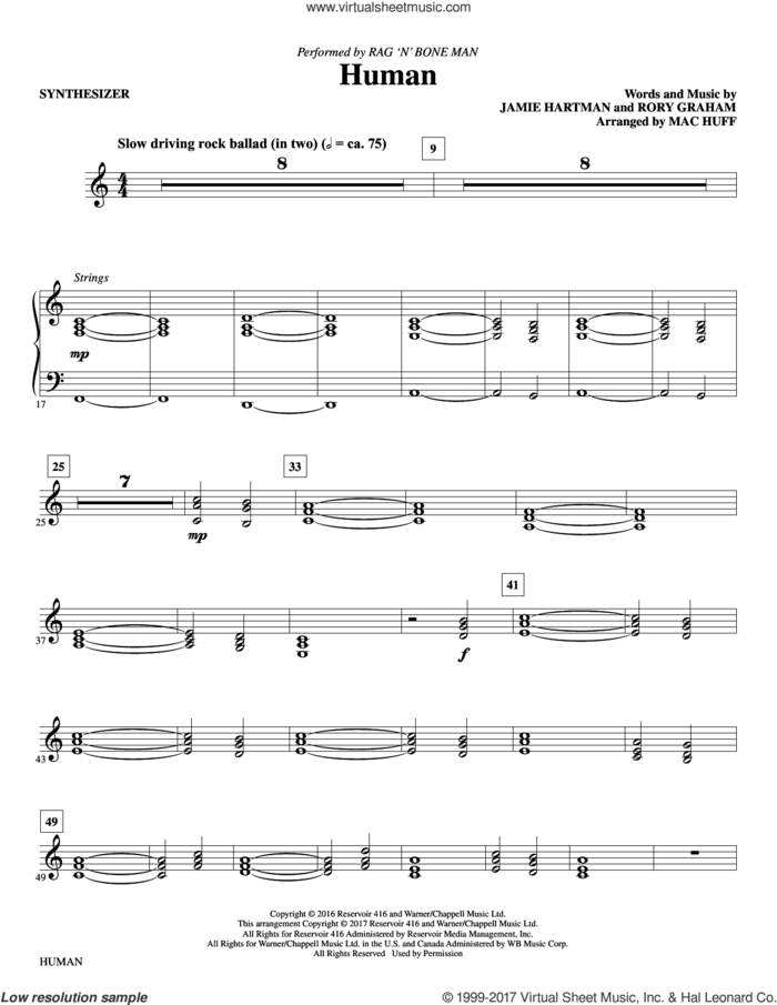 Human (arr. Mac Huff) (complete set of parts) sheet music for orchestra/band by Mac Huff, Jamie Hartman and Rory Graham, intermediate skill level