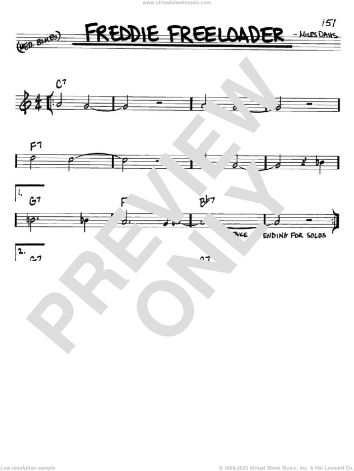 Freddie Freeloader sheet music for voice and other instruments (in Bb) by Miles Davis, intermediate skill level