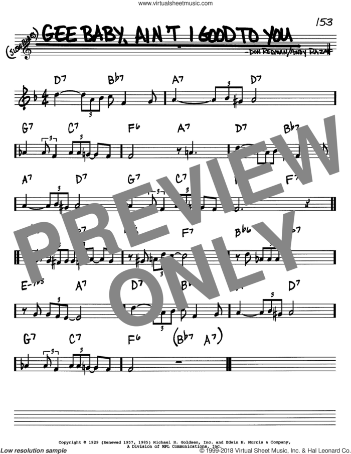 Gee Baby, Ain't I Good To You sheet music for voice and other instruments (in Bb) by Don Redman and Andy Razaf, intermediate skill level