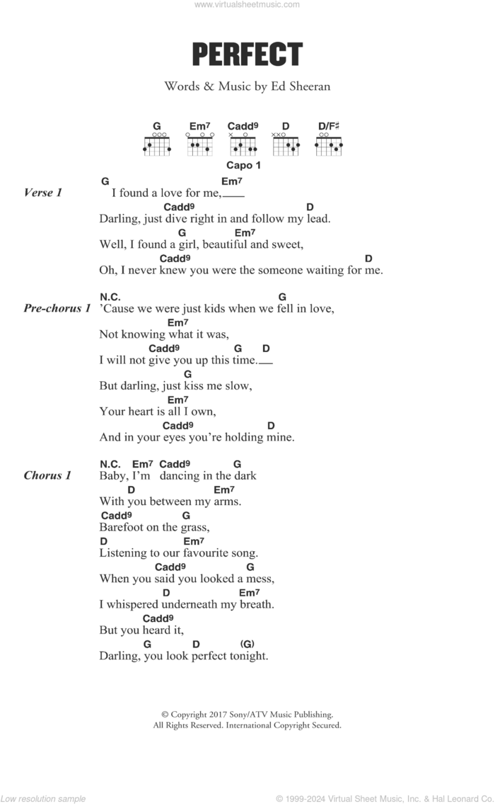 Perfect sheet music for guitar (chords) by Ed Sheeran, intermediate skill level