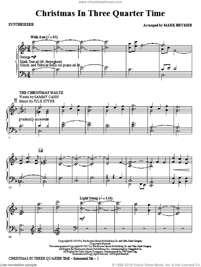 Christmas In Three Quarter Time (Medley) (complete set of parts) sheet music for orchestra/band by Mark Brymer, intermediate skill level
