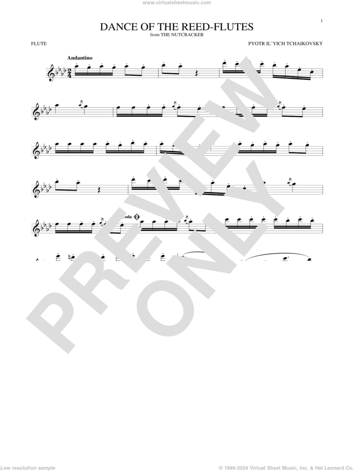 Tchaikovsky Dance Of The Reed Flutes, Op. 71a sheet music for flute solo