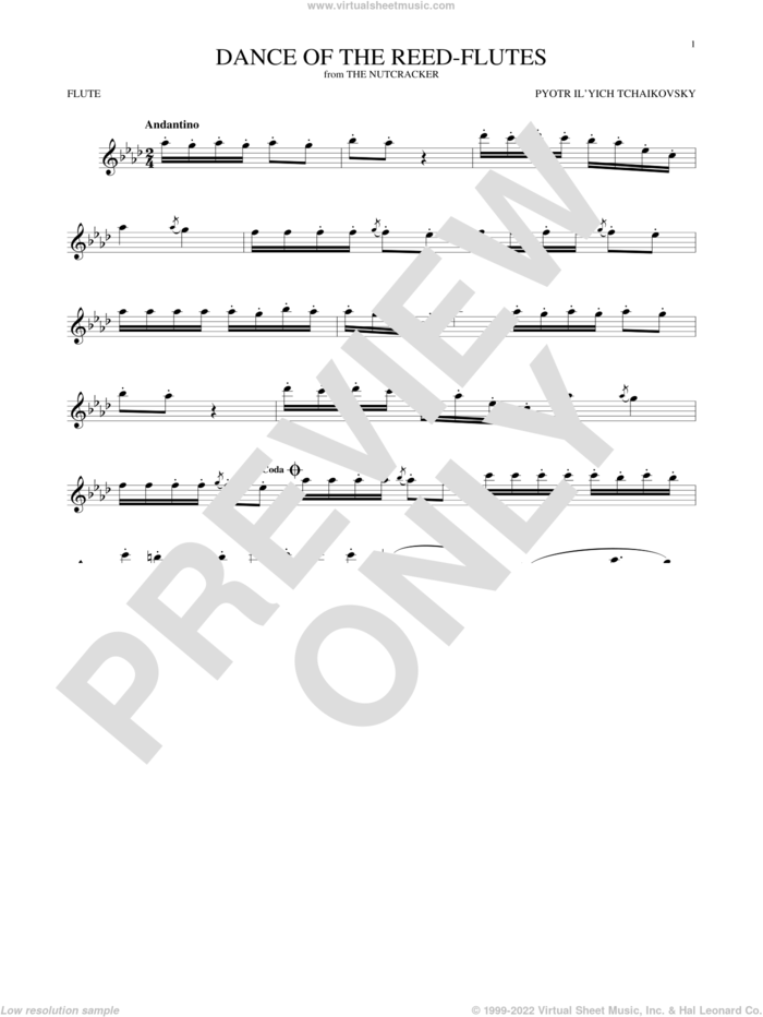 Dance Of The Reed Flutes, Op. 71a (from The Nutcracker) sheet music for flute solo by Pyotr Ilyich Tchaikovsky, classical score, intermediate skill level