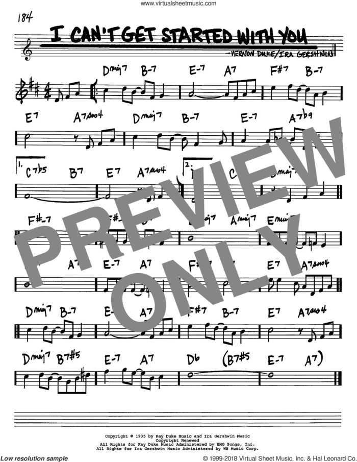 I Can't Get Started With You sheet music for voice and other instruments (in Bb) by Ira Gershwin and Vernon Duke, intermediate skill level
