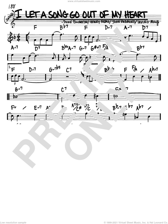 I Let A Song Go Out Of My Heart sheet music for voice and other instruments (in Bb) by Duke Ellington, Henry Nemo, Irving Mills and John Redmond, intermediate skill level