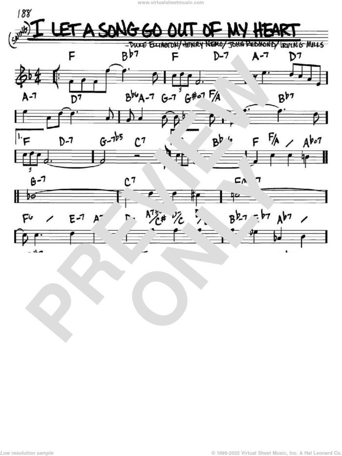 I Let A Song Go Out Of My Heart sheet music for voice and other instruments (in Bb) by Duke Ellington, Henry Nemo, Irving Mills and John Redmond, intermediate skill level