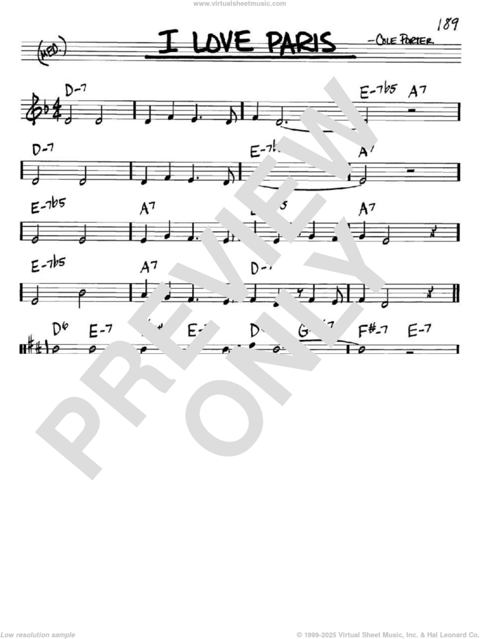 I Love Paris sheet music for voice and other instruments (in Bb) by Cole Porter, intermediate skill level