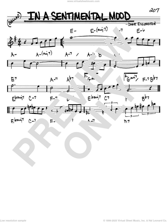 In A Sentimental Mood sheet music for voice and other instruments (in Bb) by Duke Ellington, Irving Mills and Manny Kurtz, intermediate skill level