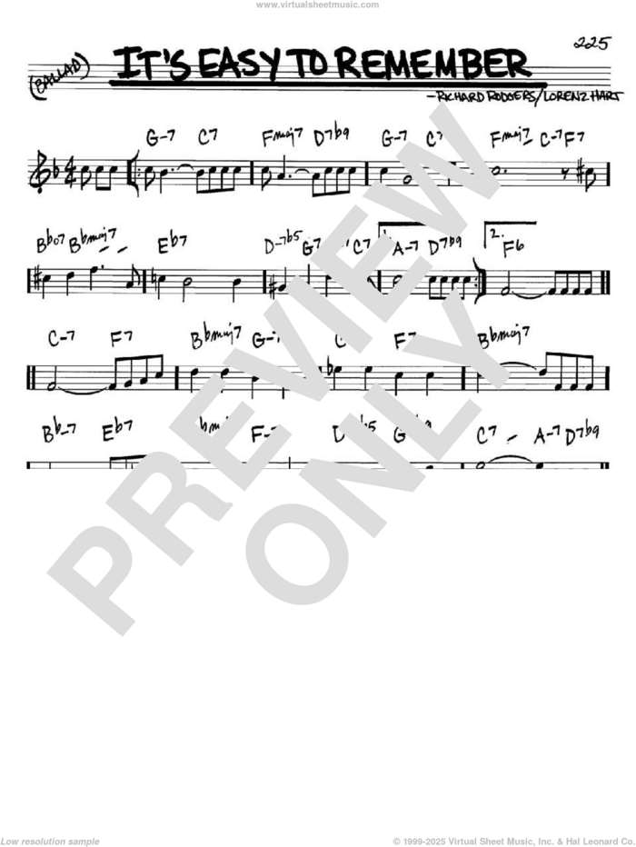 It's Easy To Remember sheet music for voice and other instruments (in Bb) by Rodgers & Hart, Lorenz Hart and Richard Rodgers, intermediate skill level