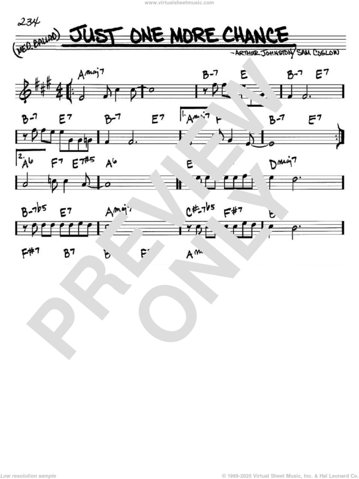 Just One More Chance sheet music for voice and other instruments (in Bb) by Bing Crosby, Arthur Johnston and Sam Coslow, intermediate skill level