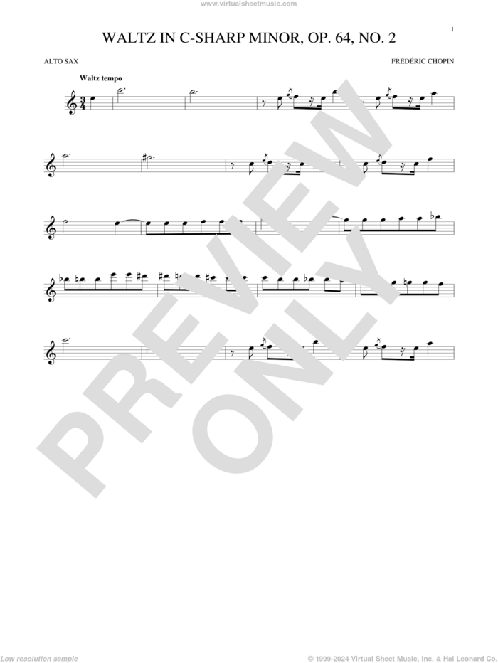 Waltz In C-Sharp Minor, Op. 64, No. 2 sheet music for alto saxophone solo by Frederic Chopin, classical score, intermediate skill level