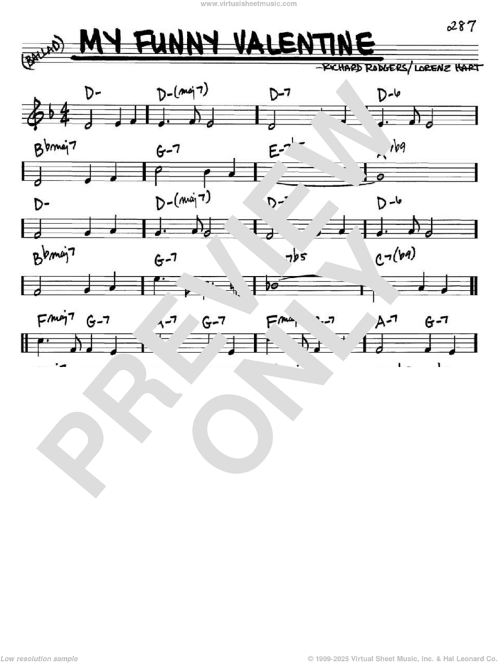 My Funny Valentine sheet music for voice and other instruments (in Bb) by Rodgers & Hart, Lorenz Hart and Richard Rodgers, intermediate skill level