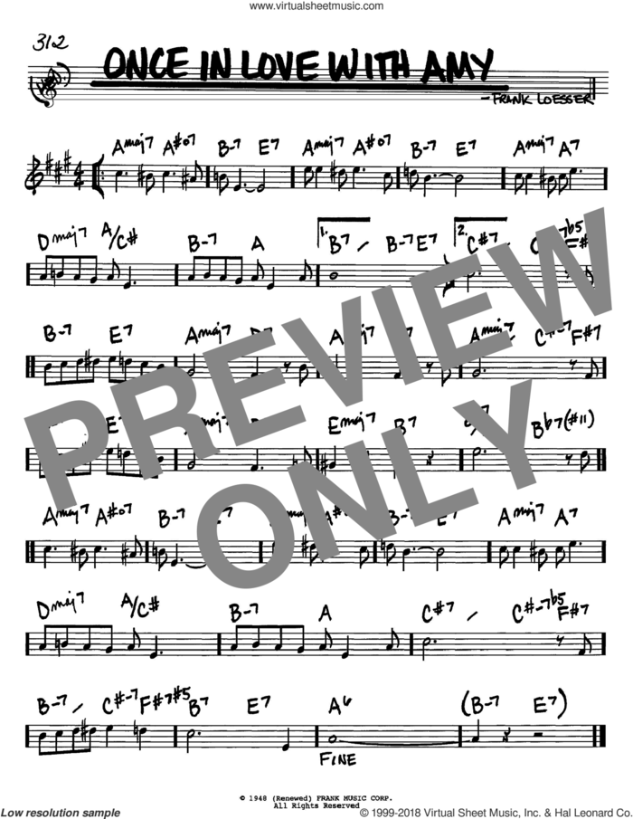 Once In Love With Amy sheet music for voice and other instruments (in Bb) by Frank Loesser, intermediate skill level