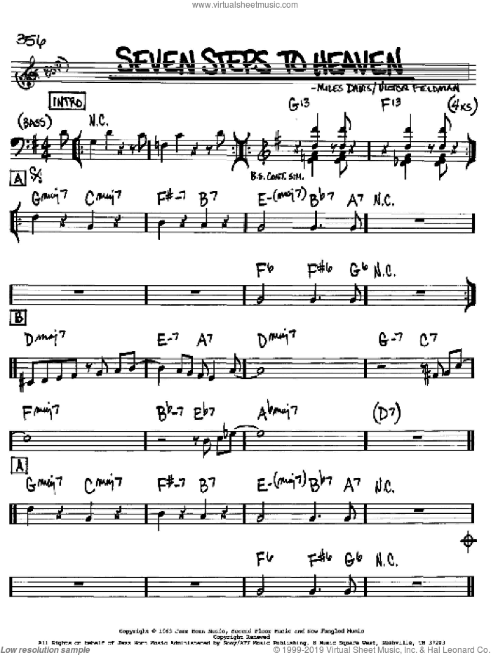 Seven Steps To Heaven sheet music for voice and other instruments (in Bb) by Miles Davis and Victor Feldman, intermediate skill level