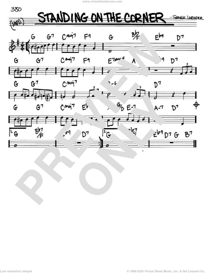 Standing On The Corner sheet music for voice and other instruments (in Bb) by The Four Lads and Frank Loesser, intermediate skill level