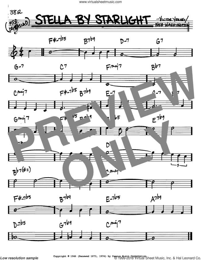 Stella By Starlight sheet music for voice and other instruments (in Bb) by Victor Young and Ned Washington, intermediate skill level