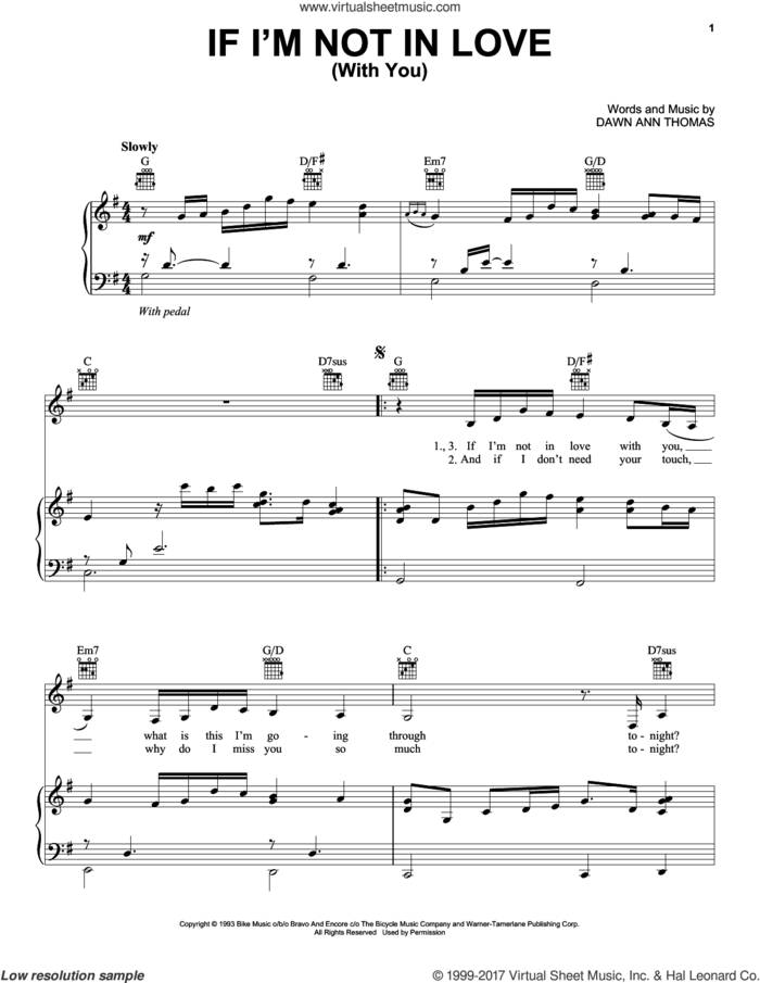 If I'm Not In Love (With You) sheet music for voice, piano or guitar by Faith Hill and Constant Change, intermediate skill level