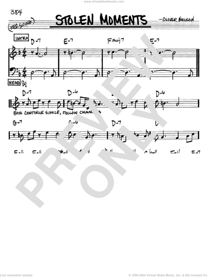 Stolen Moments sheet music for voice and other instruments (in Bb) by Oliver Nelson, intermediate skill level