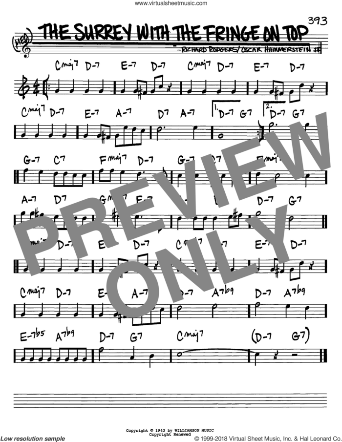 The Surrey With The Fringe On Top (from Oklahoma!) sheet music for voice and other instruments (in Bb) by Rodgers & Hammerstein, Oscar II Hammerstein and Richard Rodgers, intermediate skill level