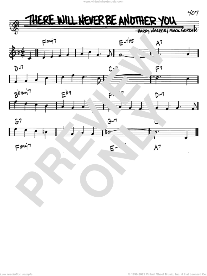There Will Never Be Another You sheet music for voice and other instruments (in Bb) by Mack Gordon and Harry Warren, intermediate skill level