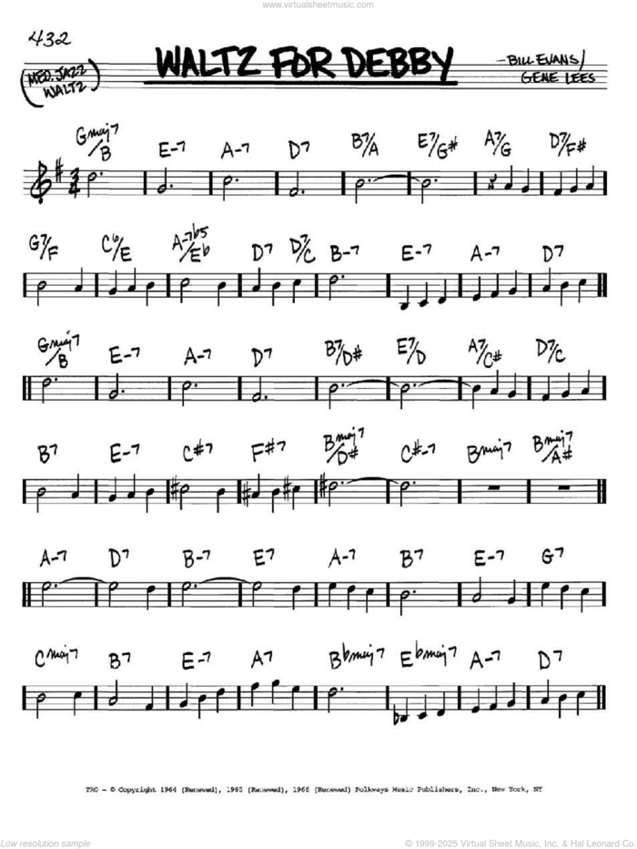 Waltz For Debby sheet music for voice and other instruments (in Bb) by Bill Evans and Eugene John Lees, intermediate skill level