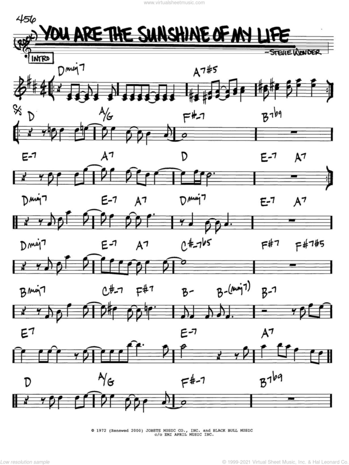 You Are The Sunshine Of My Life sheet music for voice and other instruments (in Bb) by Stevie Wonder, intermediate skill level