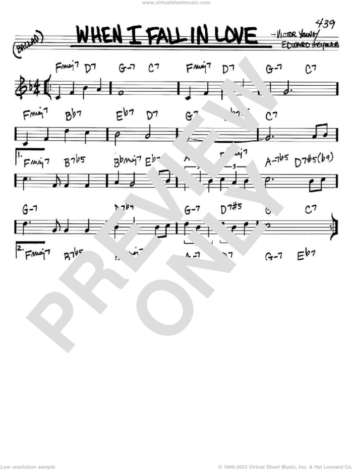 When I Fall In Love sheet music for voice and other instruments (in Bb) by Victor Young and Edward Heyman, intermediate skill level