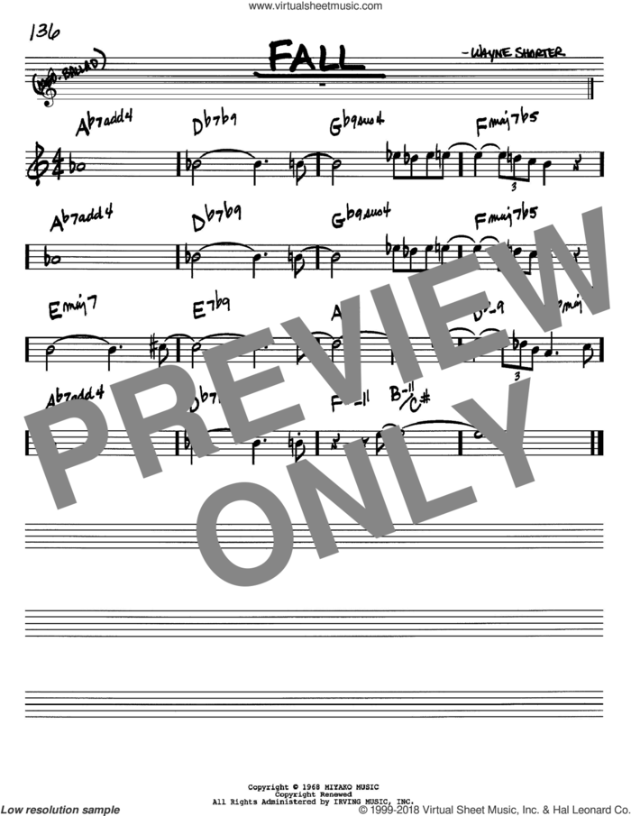 Fall sheet music for voice and other instruments (in Bb) by Wayne Shorter, intermediate skill level