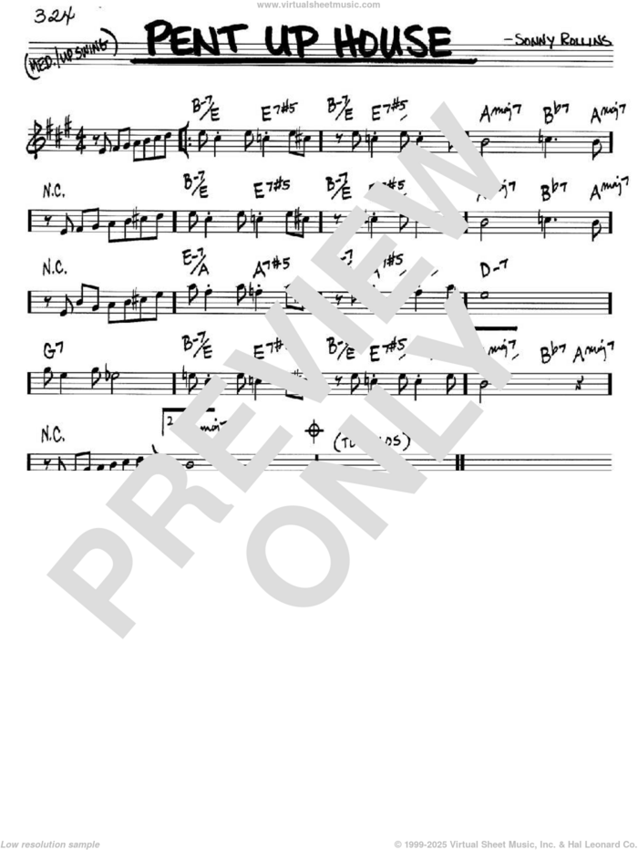 Pent Up House sheet music for voice and other instruments (in Bb) by Sonny Rollins, intermediate skill level