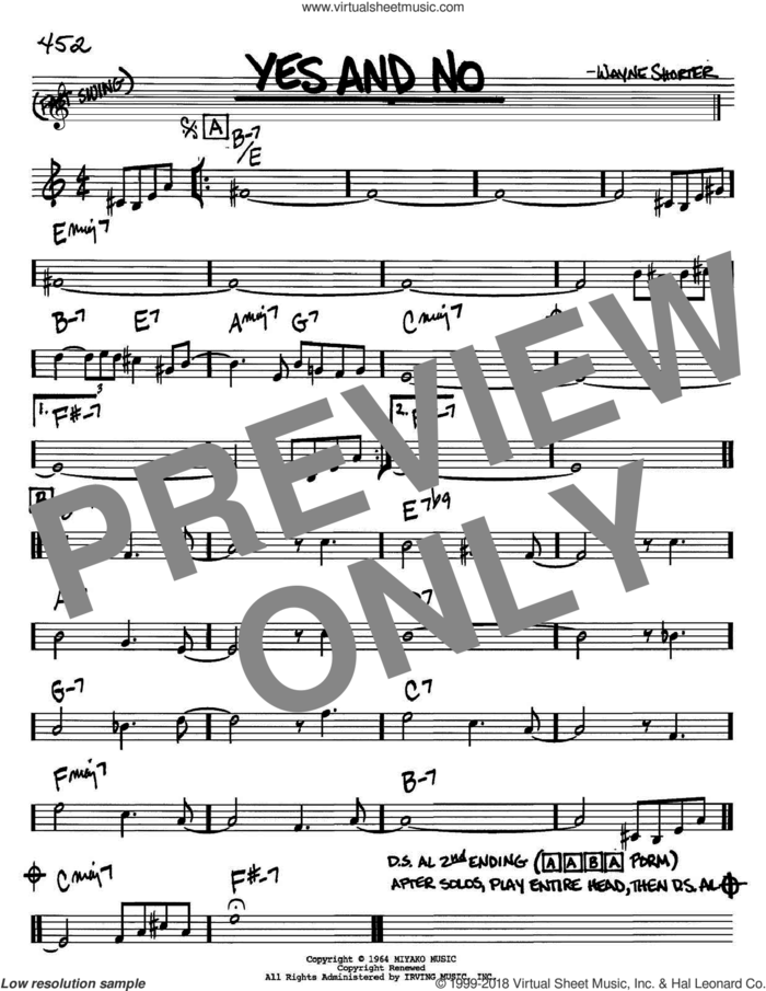 Yes And No sheet music for voice and other instruments (in Bb) by Wayne Shorter, intermediate skill level