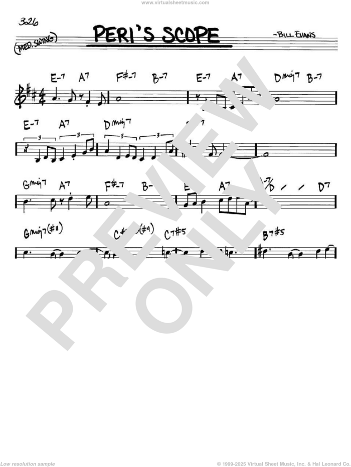 Peri's Scope sheet music for voice and other instruments (in Bb) by Bill Evans, intermediate skill level