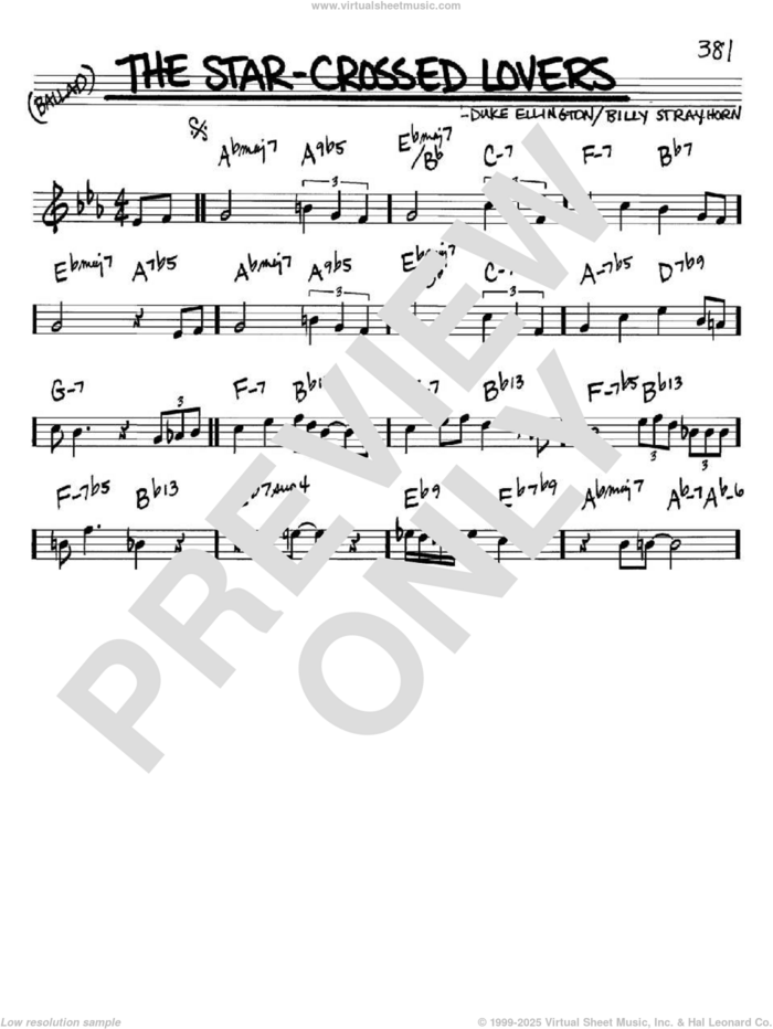 The Star-Crossed Lovers sheet music for voice and other instruments (in Bb) by Duke Ellington and Billy Strayhorn, intermediate skill level