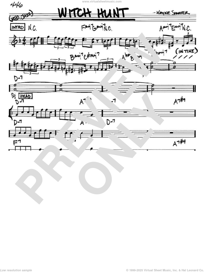 Witch Hunt sheet music for voice and other instruments (in Bb) by Wayne Shorter, intermediate skill level