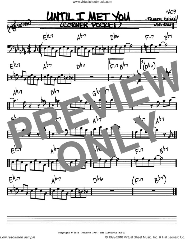 Until I Met You sheet music for voice and other instruments (bass clef) by Freddie Green and Don Wolf, intermediate skill level