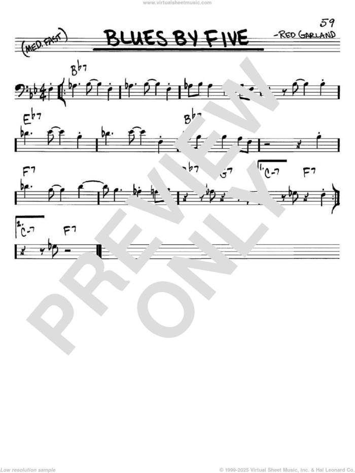 Blues By Five sheet music for voice and other instruments (bass clef) by Miles Davis and Red Garland, intermediate skill level