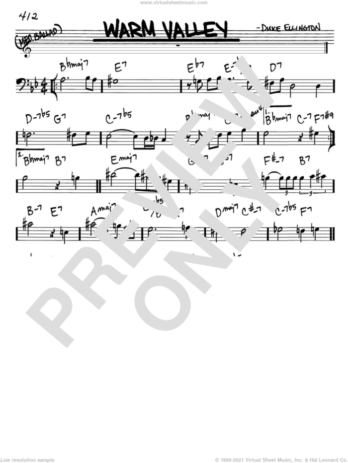 Warm Valley sheet music for voice and other instruments (bass clef) by Duke Ellington, intermediate skill level