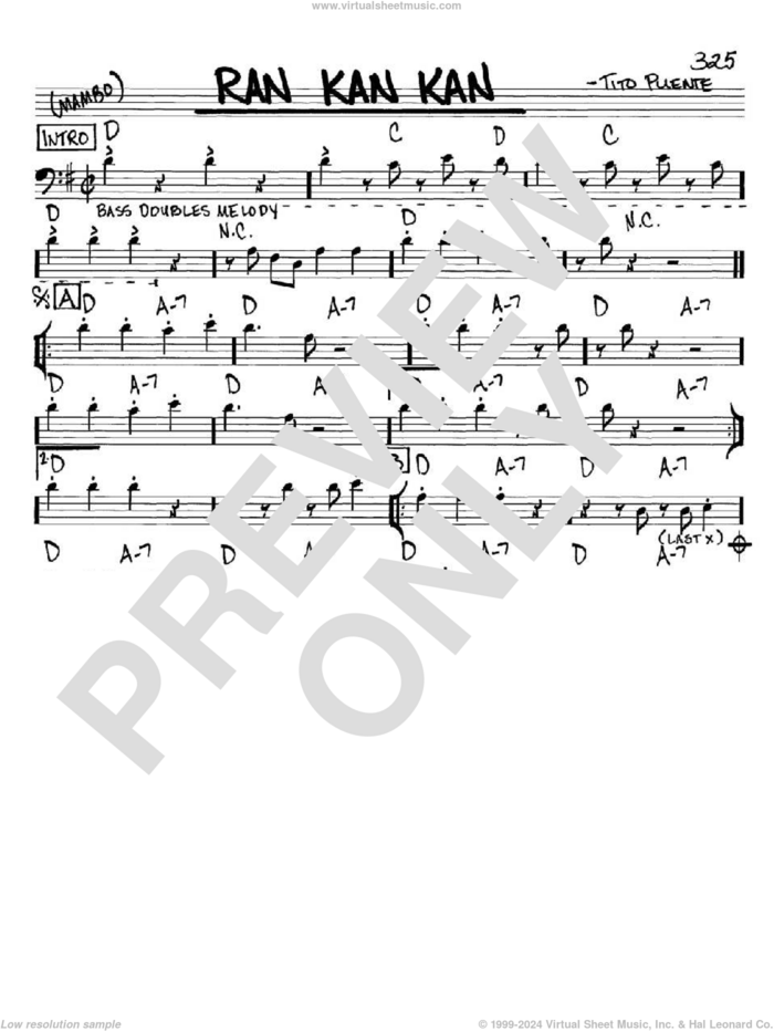 Ran Kan Kan sheet music for voice and other instruments (bass clef) by Tito Puente, intermediate skill level