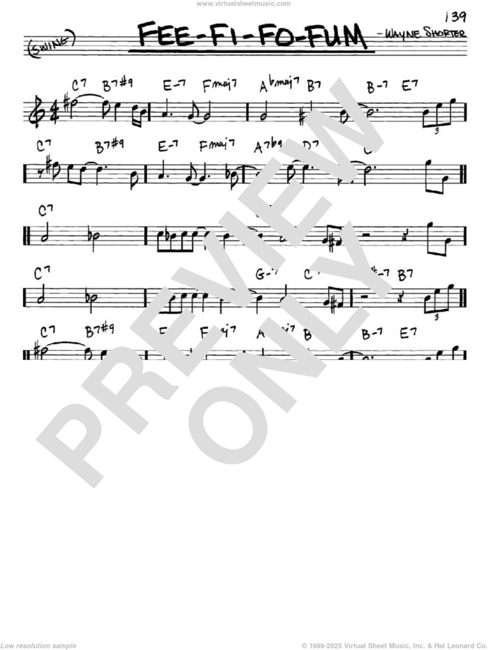 Fee-Fi-Fo-Fum sheet music for voice and other instruments (in Eb) by Wayne Shorter, intermediate skill level