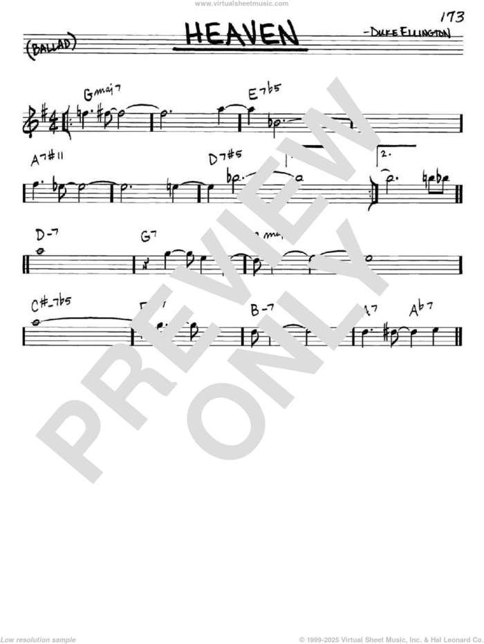 Heaven sheet music for voice and other instruments (in Eb) by Duke Ellington, intermediate skill level