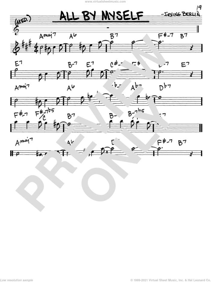 All By Myself sheet music for voice and other instruments (in Eb) by Irving Berlin, Bing Crosby, Frank Crumit and Ted Lewis, intermediate skill level