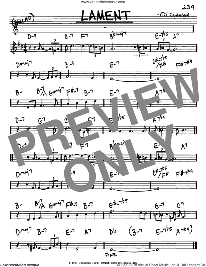 Lament sheet music for voice and other instruments (in Eb) by Jack Johnson, intermediate skill level